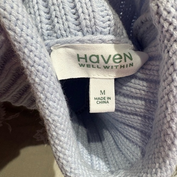 Haven Talbots light blue cotton chunky roll neck sweater medium - Picture 4 of 6